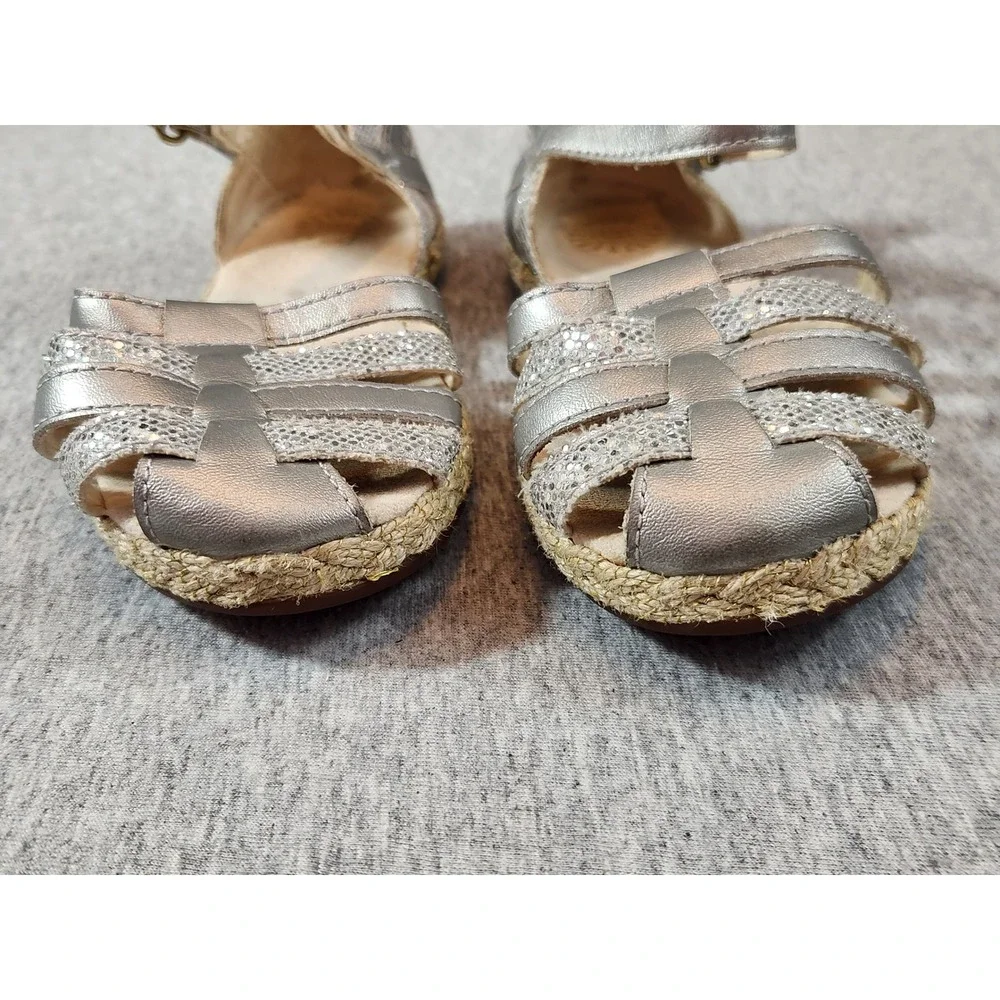 UGG Sandals Toddler Girls 11 Silver Metallic Glitter Espadrille F16018A